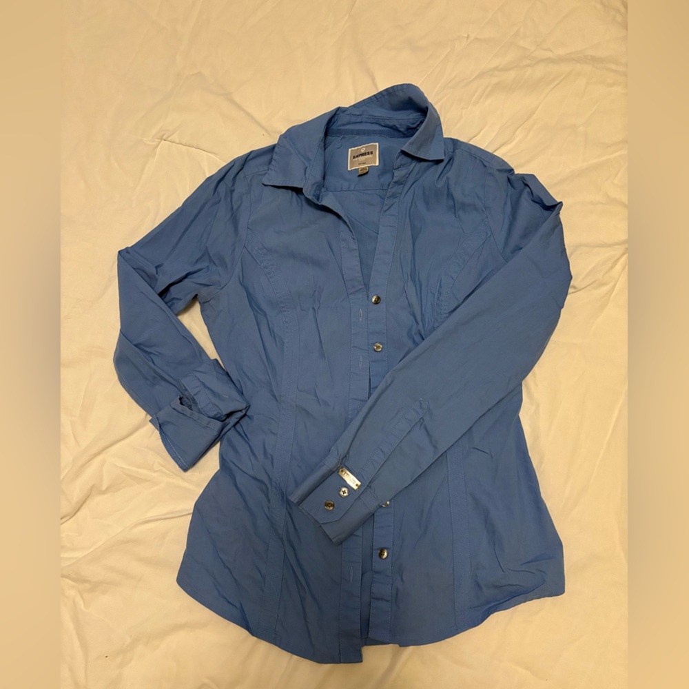 Express Classic Blue Women's Button-Down Shirt